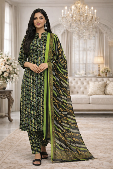Swiss Lawn Unstitched 3 Piece Suit - A1201