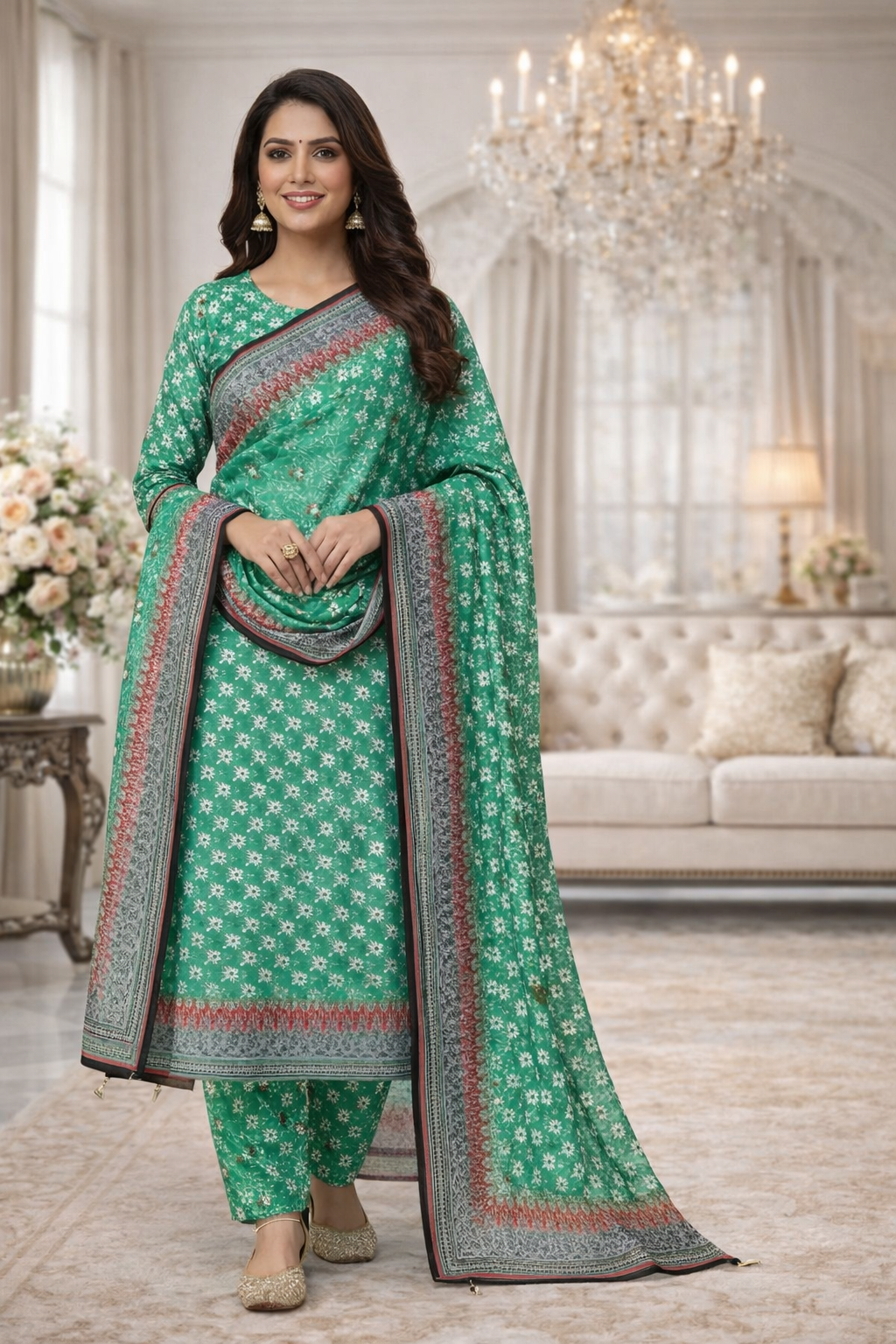 Swiss Lawn Unstitched 3 Piece Suit - A1202
