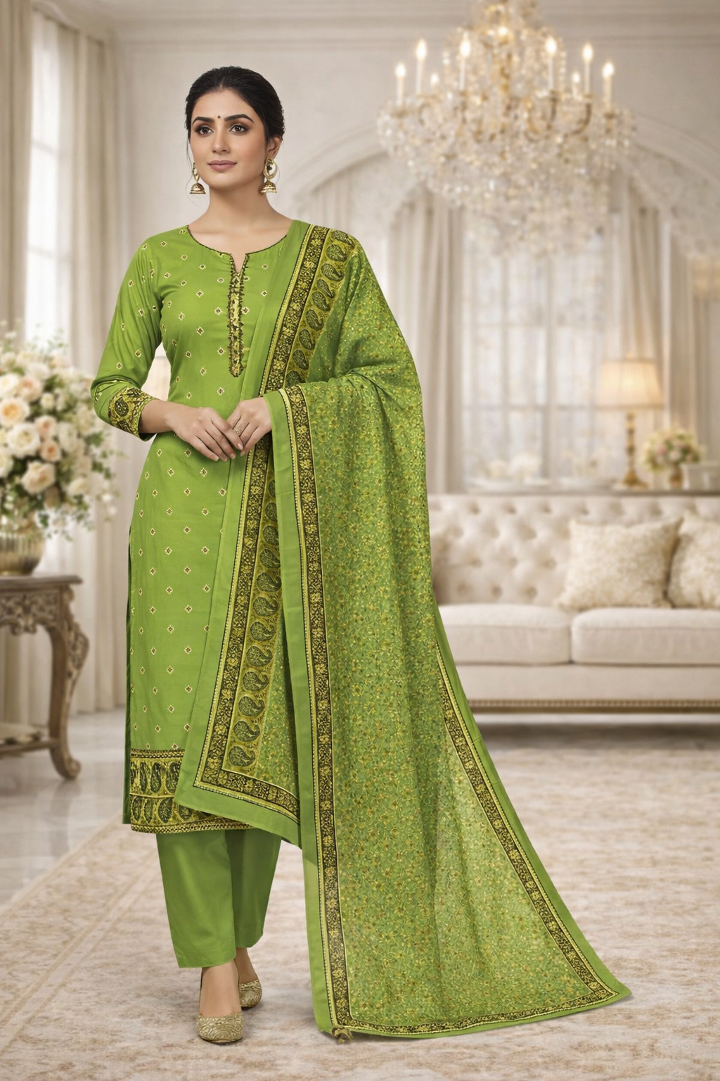 Swiss Lawn Unstitched 3 Piece Suit - A1205