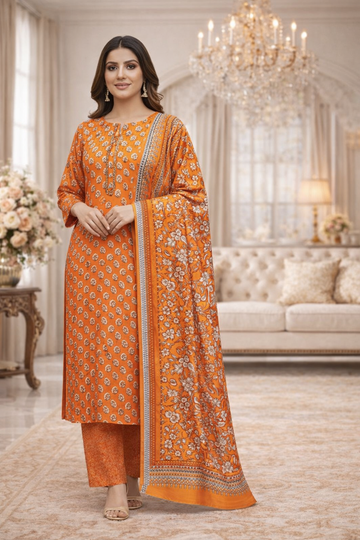 Swiss Lawn Unstitched 3 Piece Suit - A1207