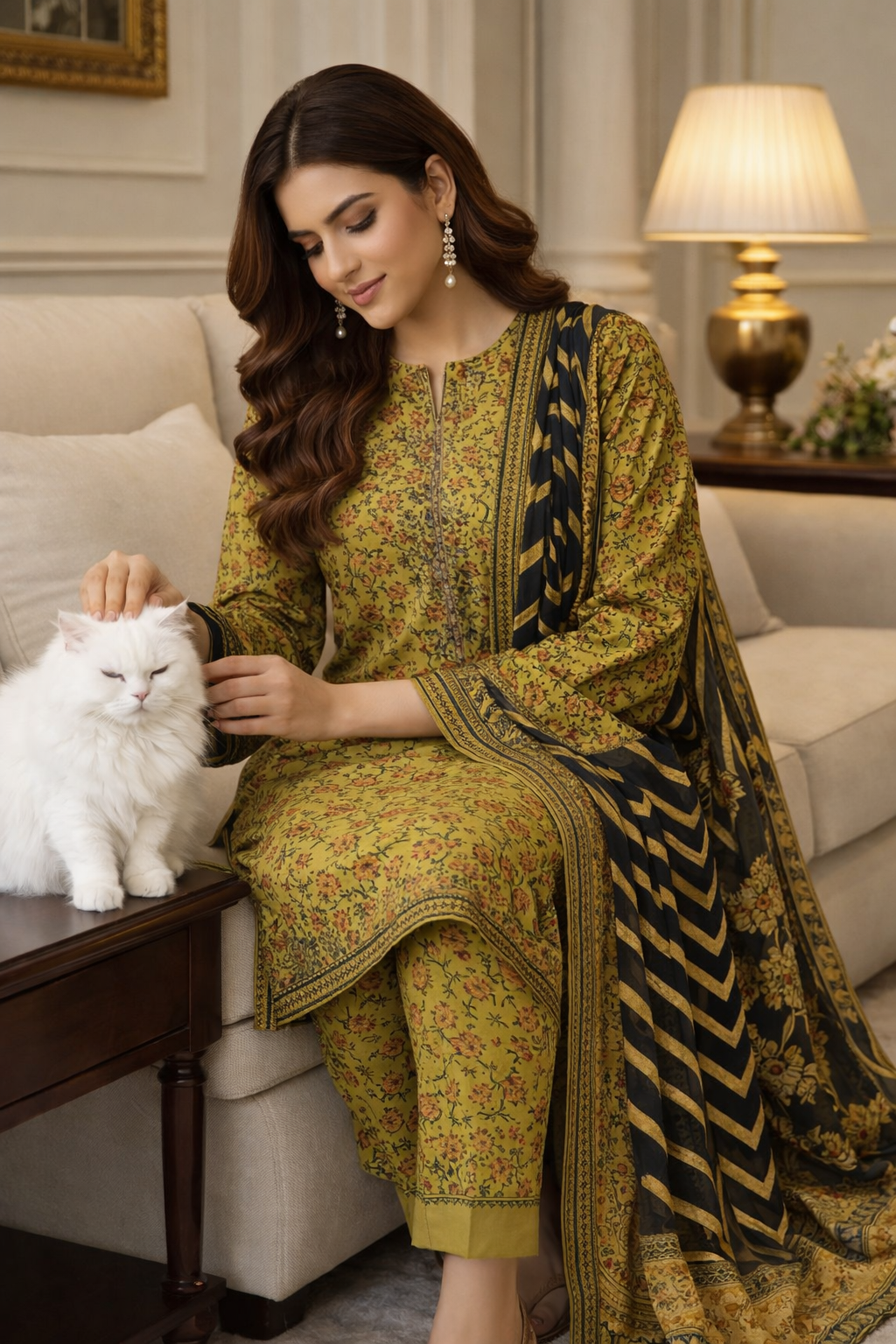 Swiss Lawn Unstitched 3 Piece Suit - A1210