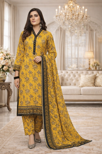 Swiss Lawn Unstitched 3 Piece Suit - A1211