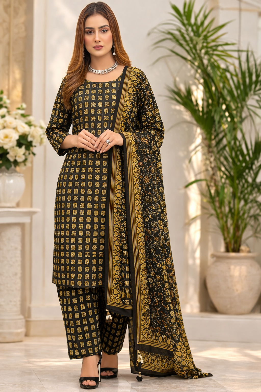Swiss Lawn Unstitched 3 Piece Suit - A1212