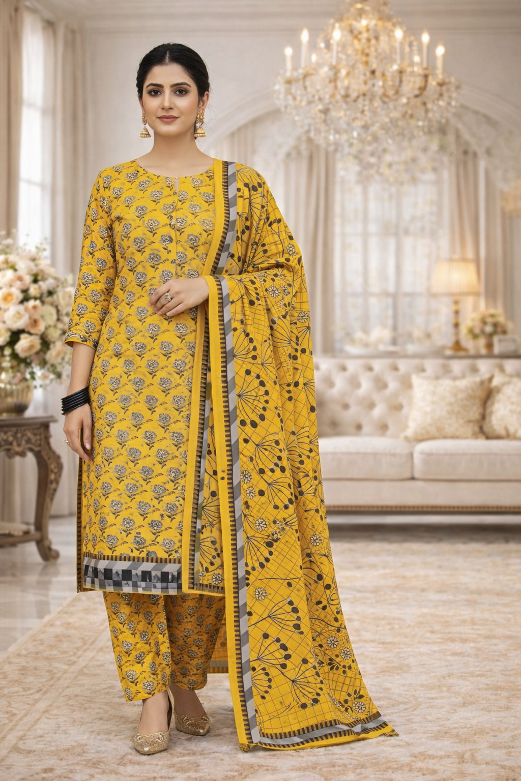 Swiss Lawn Unstitched 3 Piece Suit - A1213