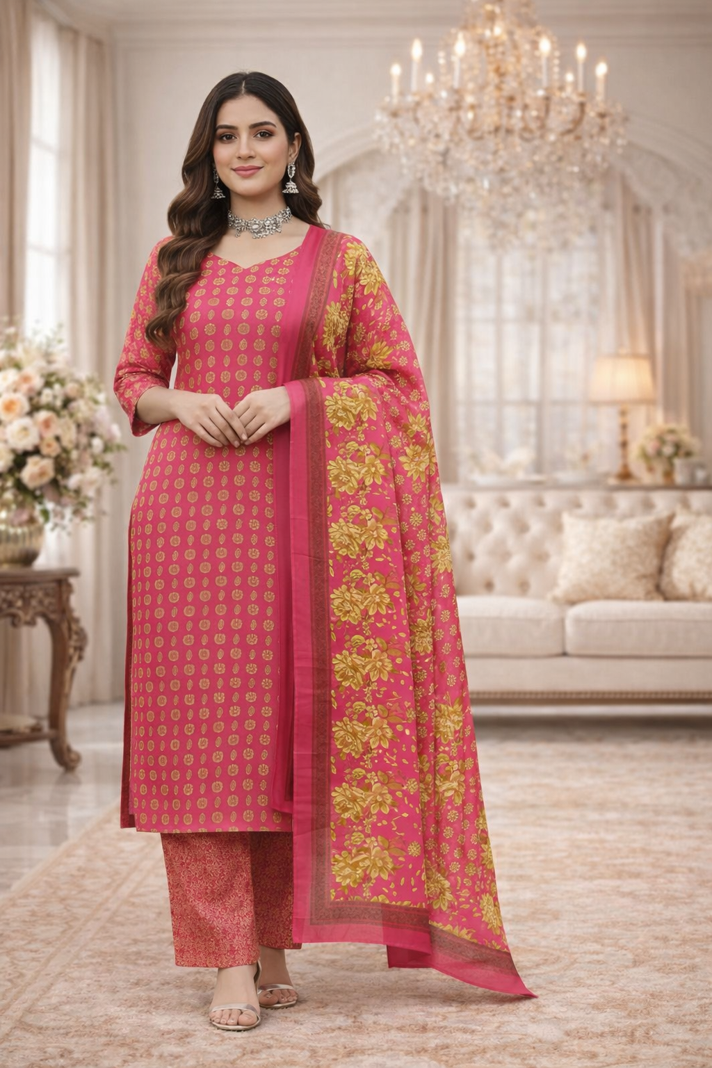 Swiss Lawn Unstitched 3 Piece Suit - A1214