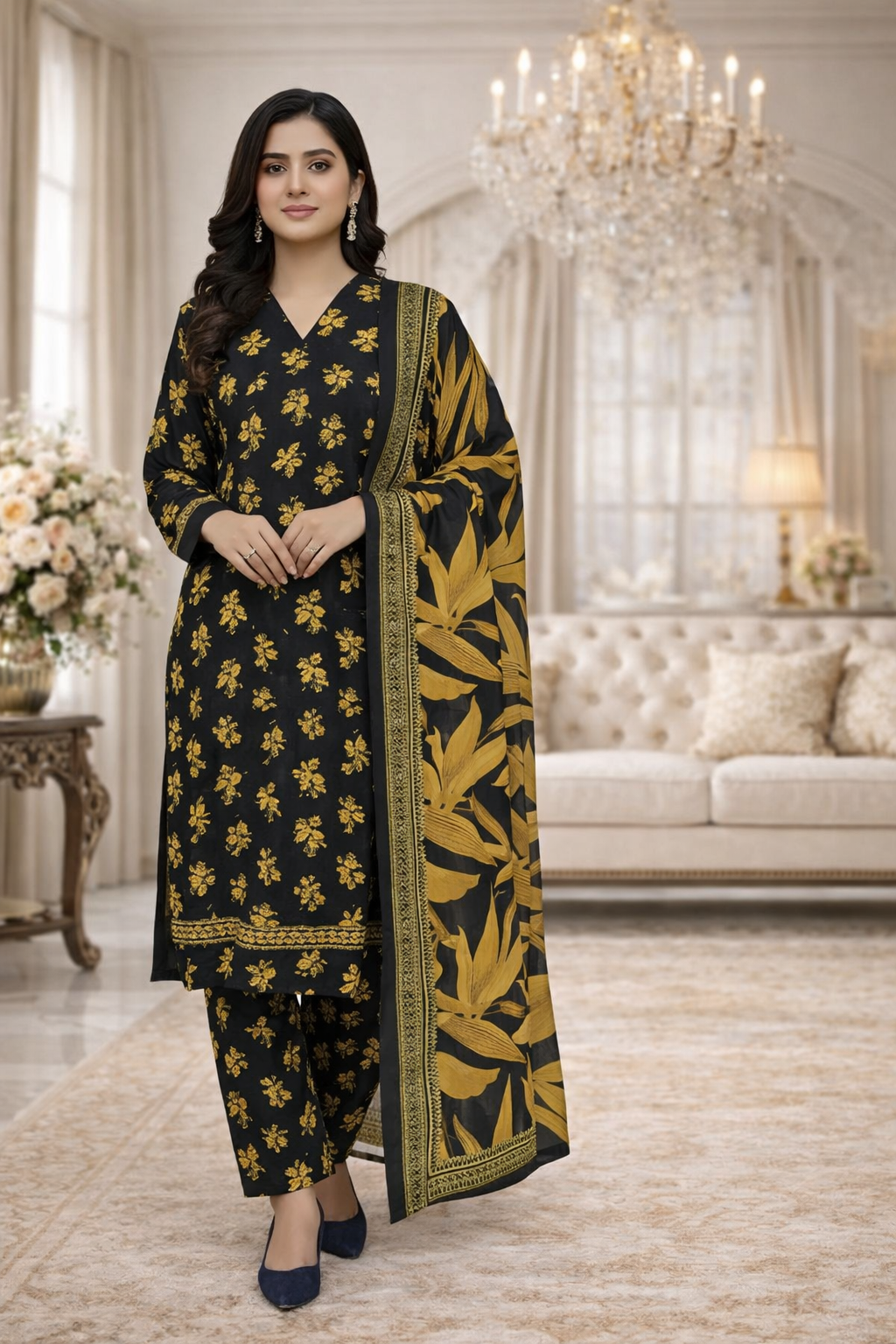 Swiss Lawn Unstitched 3 Piece Suit - A1216