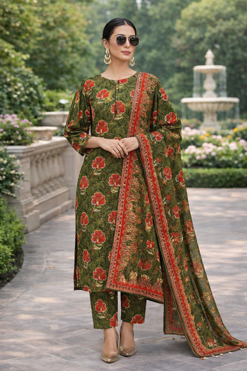 Swiss Lawn Unstitched 3 Piece Suit - A1303