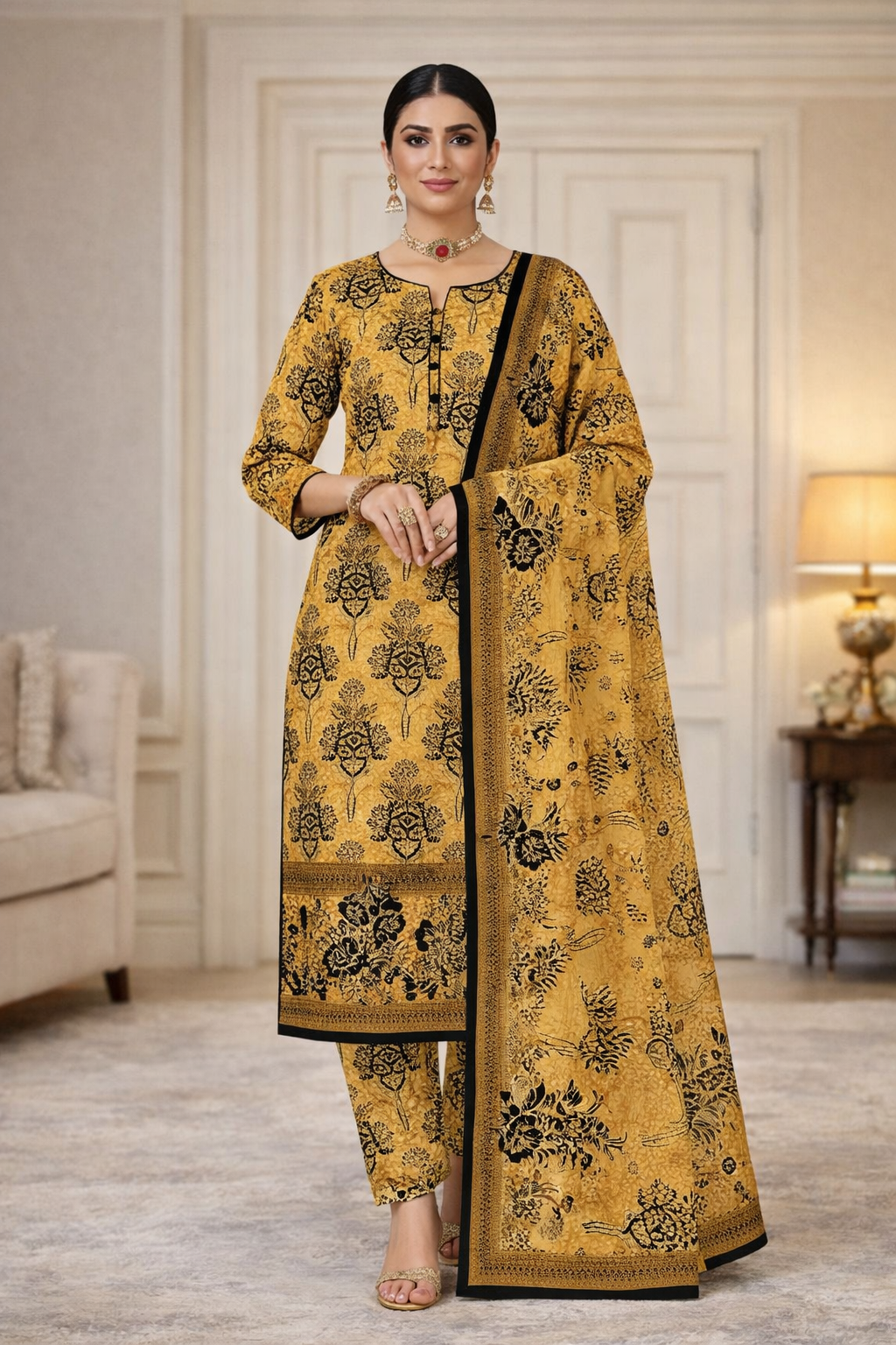 Swiss Lawn Unstitched 3 Piece Suit - A1312