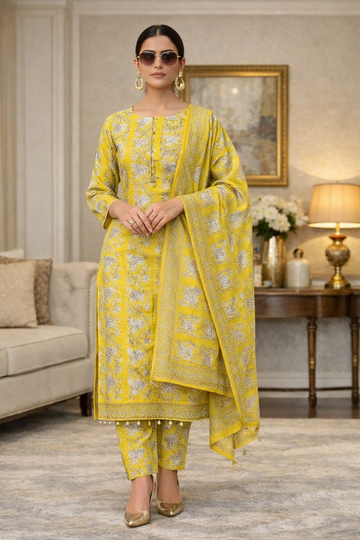 Swiss Lawn Unstitched 3 Piece Suit - A1301