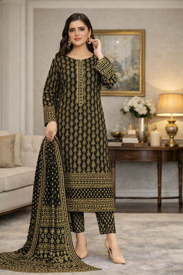 Swiss Lawn Unstitched 3 Piece Suit - A1305