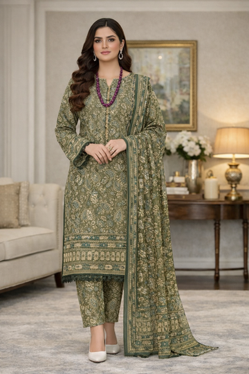 Swiss Lawn Unstitched 3 Piece Suit - A1307