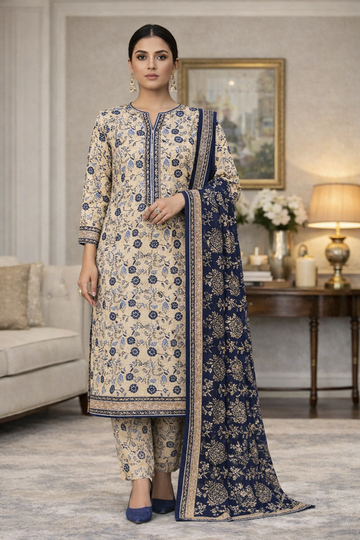 Swiss Lawn Unstitched 3 Piece Suit - A1308