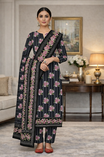 Swiss Lawn Unstitched 3 Piece Suit - A1306