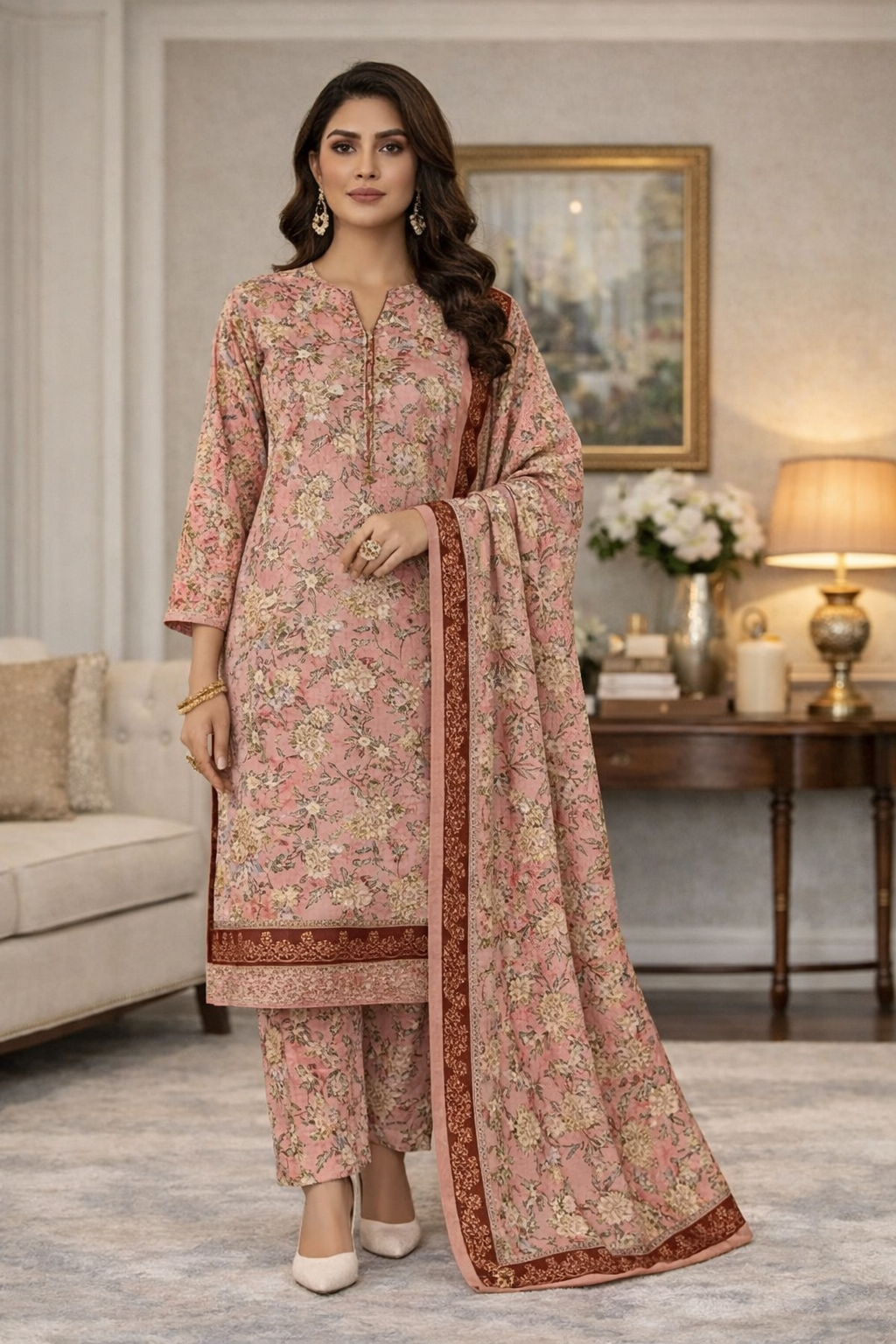 Swiss Lawn Unstitched 3 Piece Suit - A1309