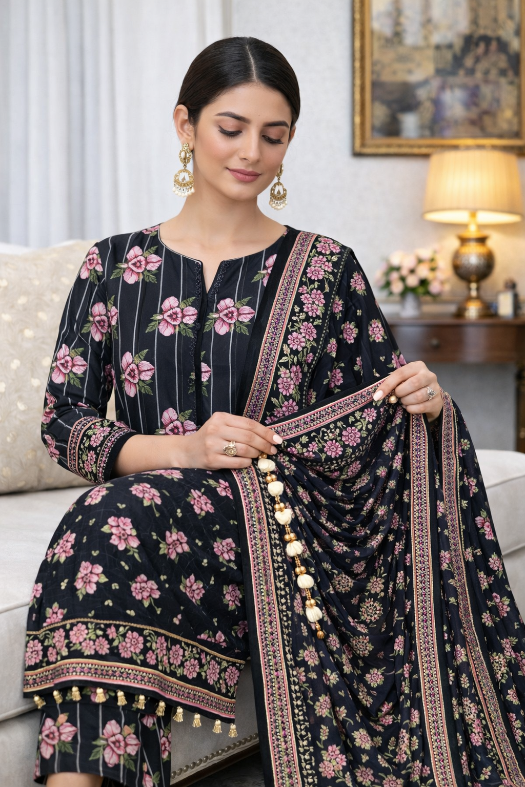 Swiss Lawn Unstitched 3 Piece Suit - A1306