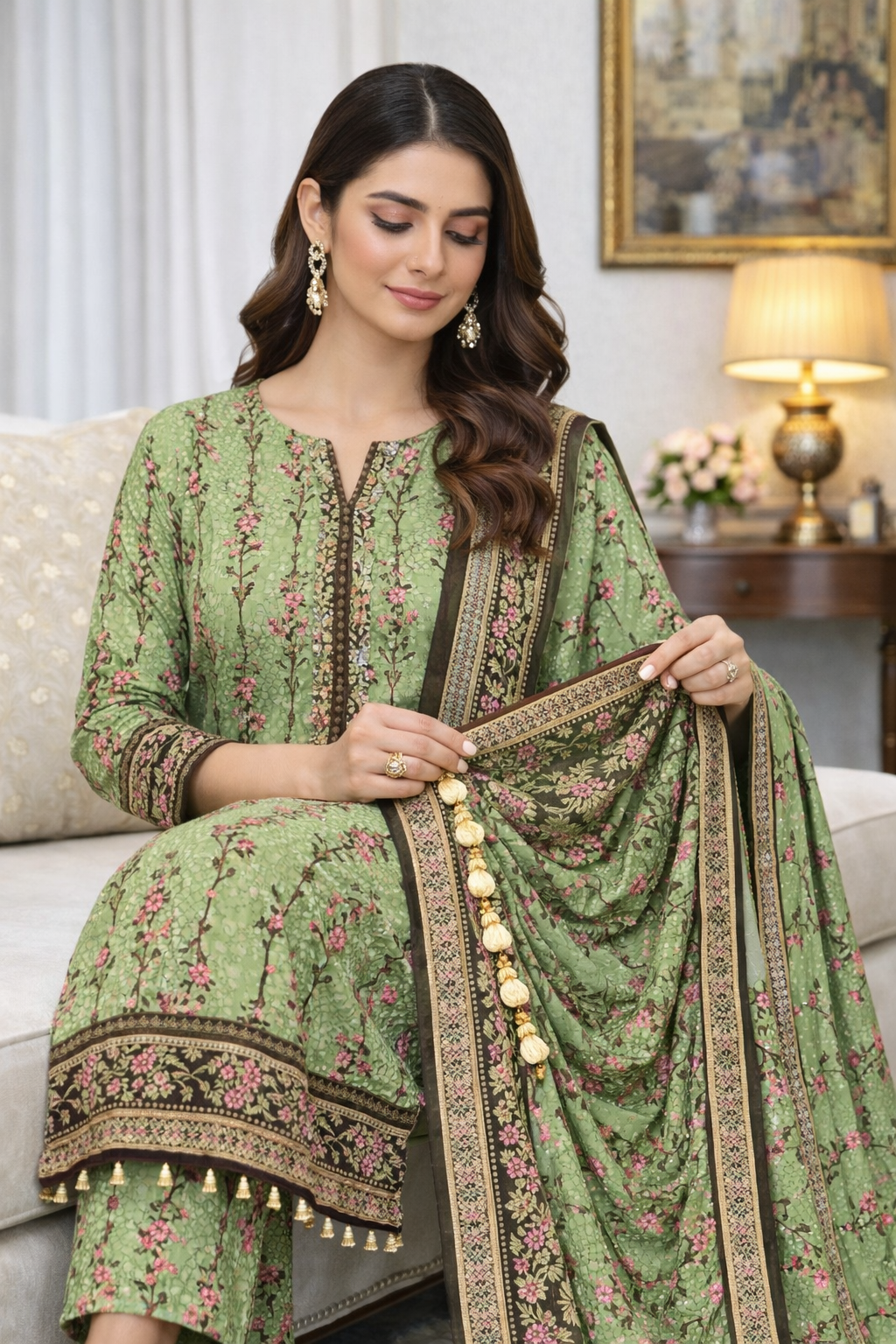 Swiss Lawn Unstitched 3 Piece Suit - A1314